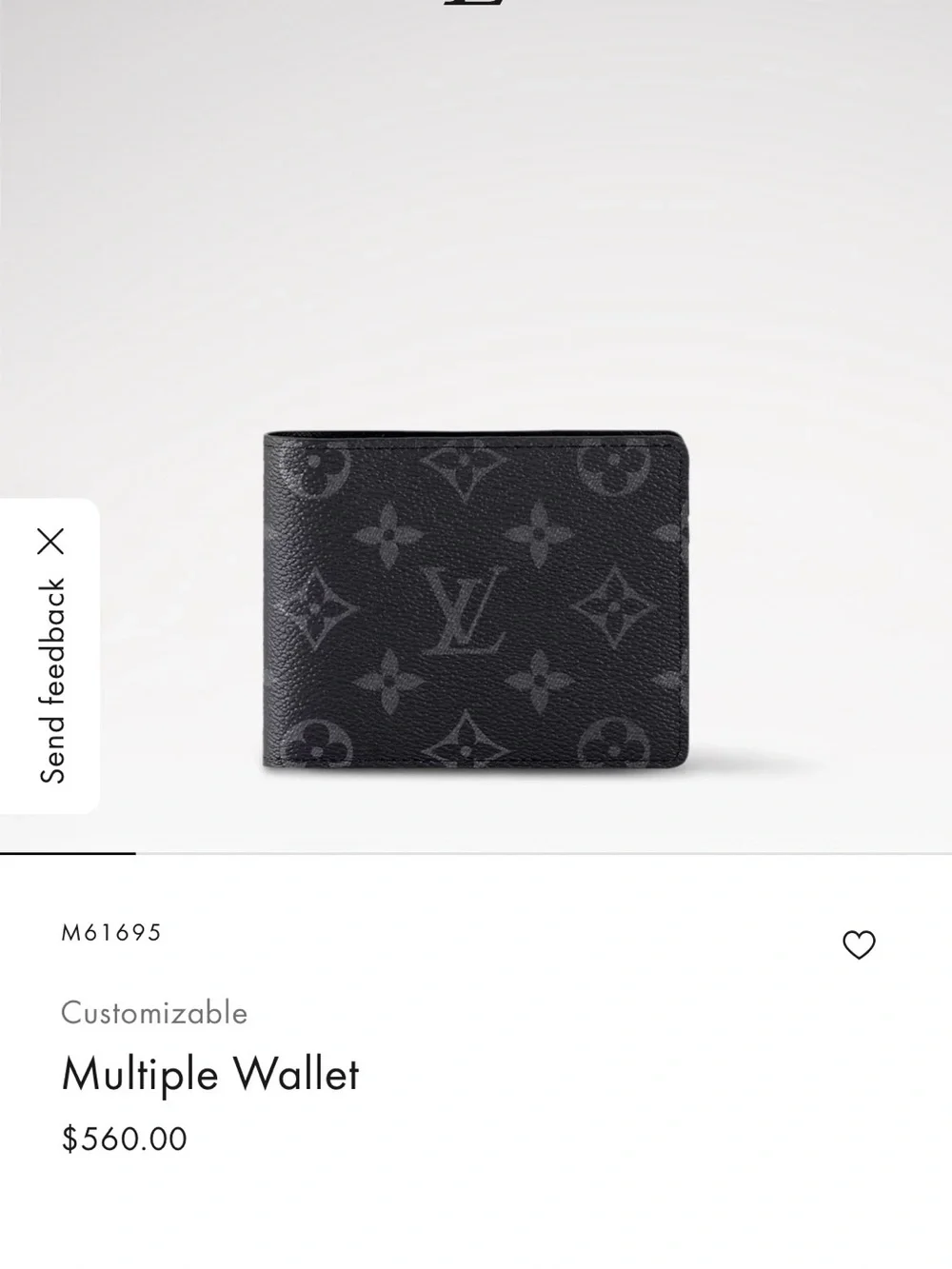 Louis Vuitton Black Monogram Canvas Bifold Wallet with Orange Box